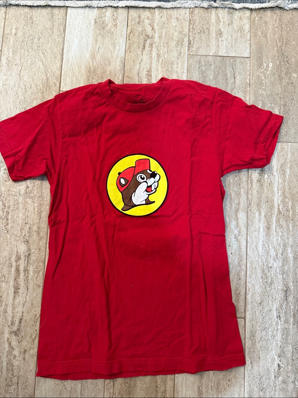 Red Kids Short-Sleeve Tee with Playful Mascot Graphic